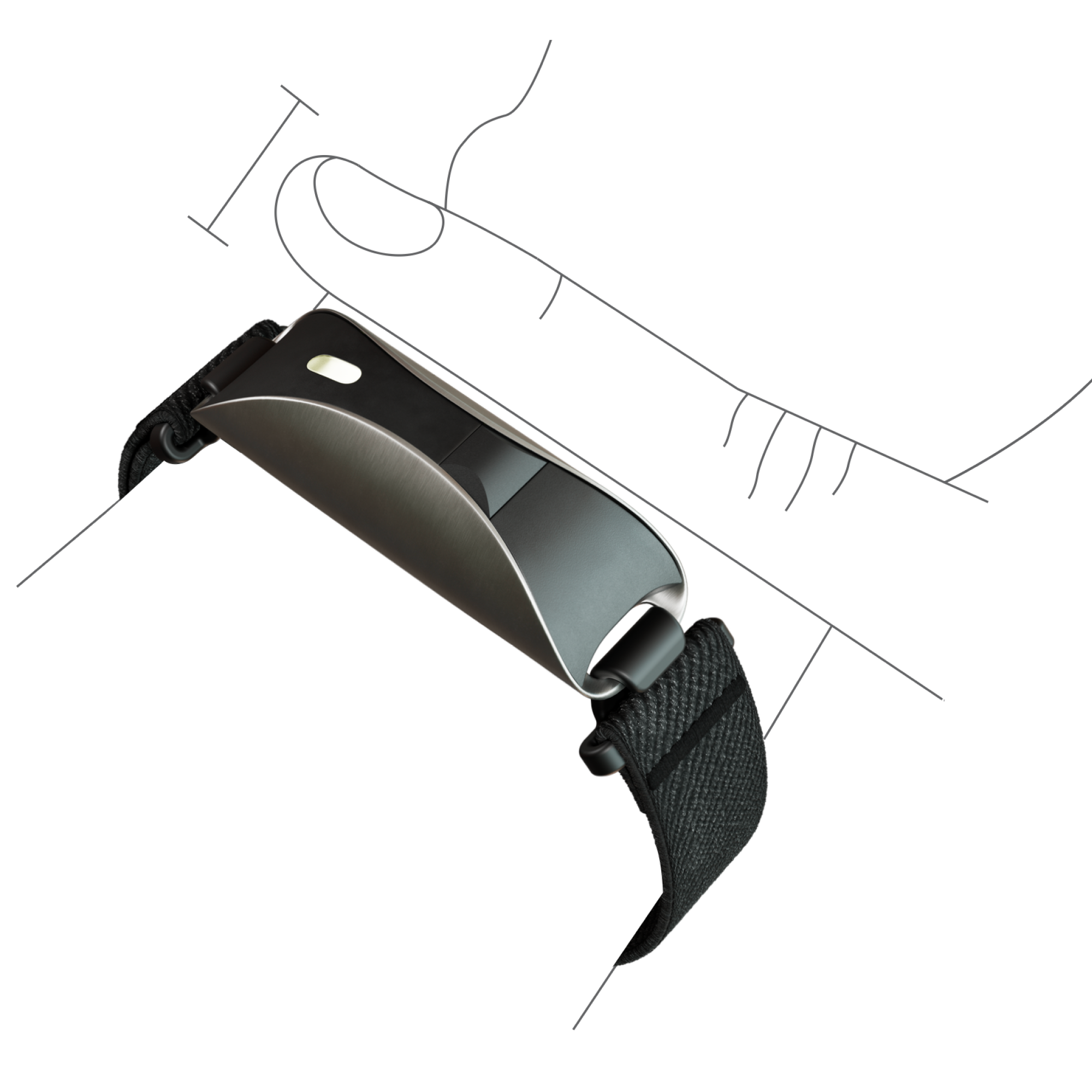 EmbraceMini worn with the button on the inside of the wrist