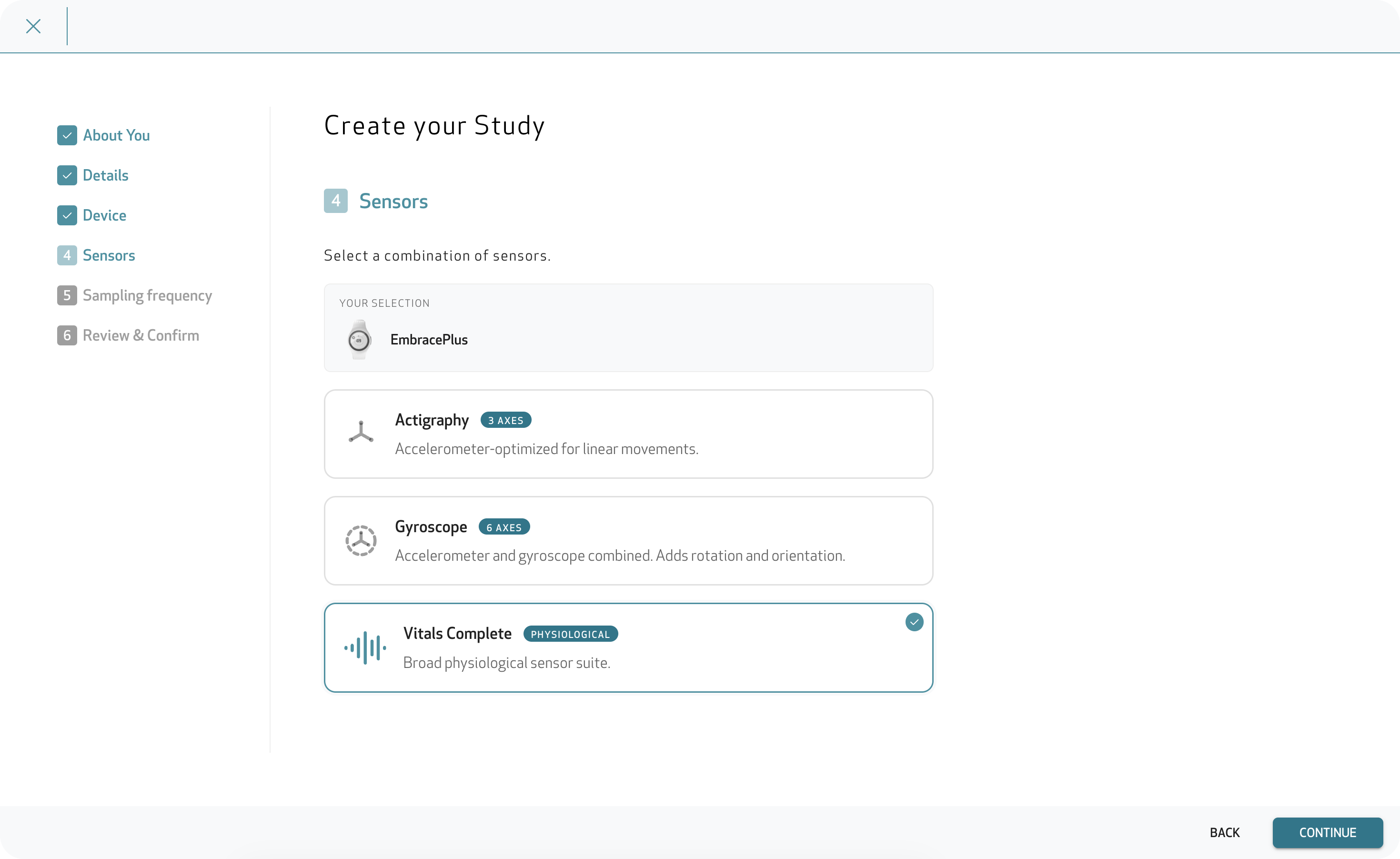 Choosing the Sensor Mode to use with your study